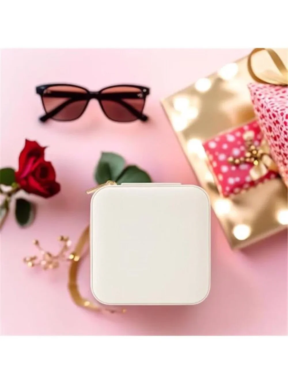 Travel Jewelry Box Organizer Small Case Mirror Ring Earring Necklace Storage
